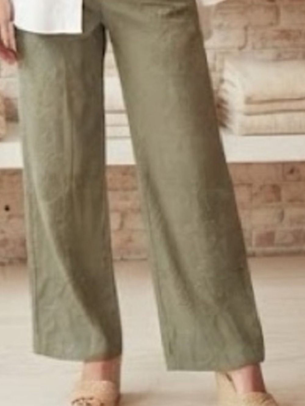 GUESS by Marciano Olive Embroidered Wide-Leg palazzo Pants Size Small